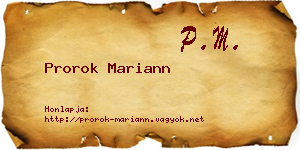 Prorok Mariann névjegykártya